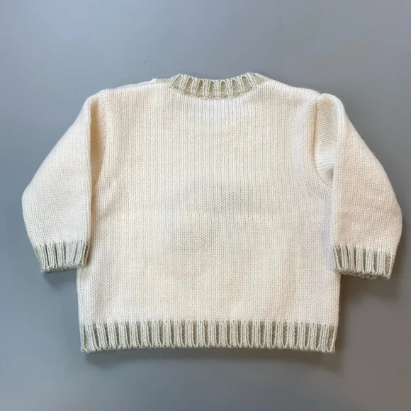 Baby Marks & Spencer Sweater 3-6 months Cream Green Sheep Knit Cottage Classic - Picture 2 of 11